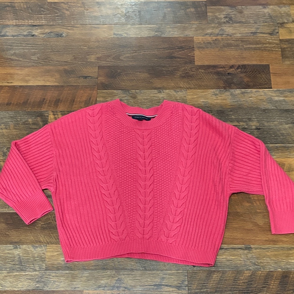 Tommy‎ Hilfiger Women's Pink Cable Knit Sweater
